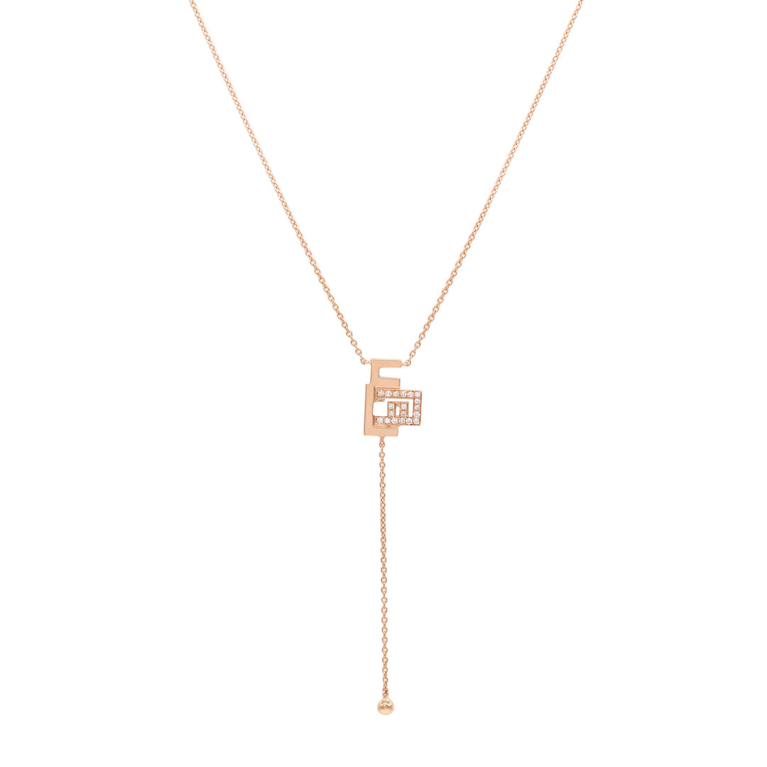 T shape necklace - Two Letters and one set in diamonds - HIBA JABER