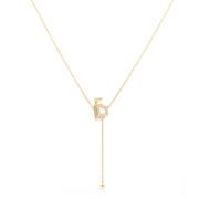 T shape necklace - Two Letters and one set in diamonds - HIBA JABER