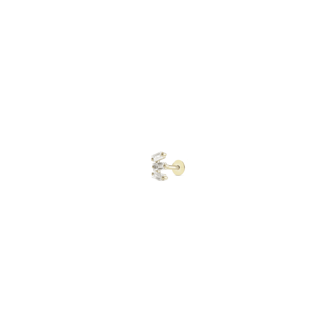 Trio Baguette Diamond Earring - Flat back - HIBA JABER