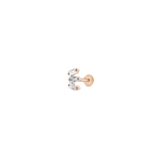 Trio Baguette Diamond Earring - Flat back - HIBA JABER