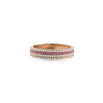 Load image into Gallery viewer, Triple Diamond &amp; Pink Sapphire Band Ring - HIBA JABER