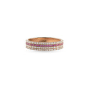 Triple Diamond & Pink Sapphire Band Ring - HIBA JABER