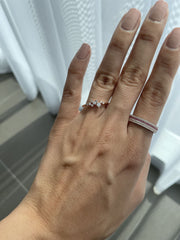 Triple Diamond & Pink Sapphire Band Ring - HIBA JABER