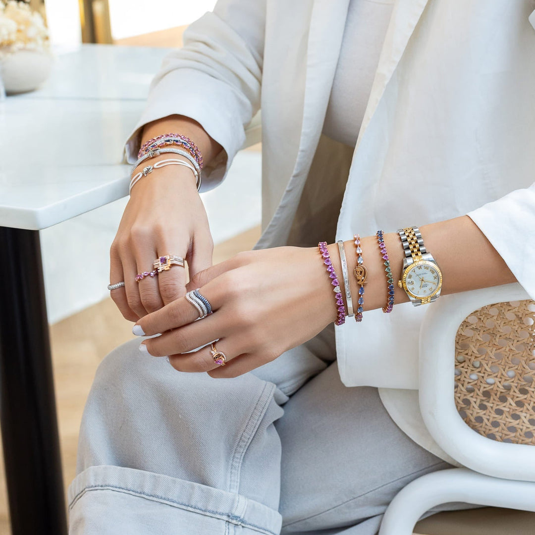Two Way Bold Infinity Ring - Colored Gemstones - HIBA JABER