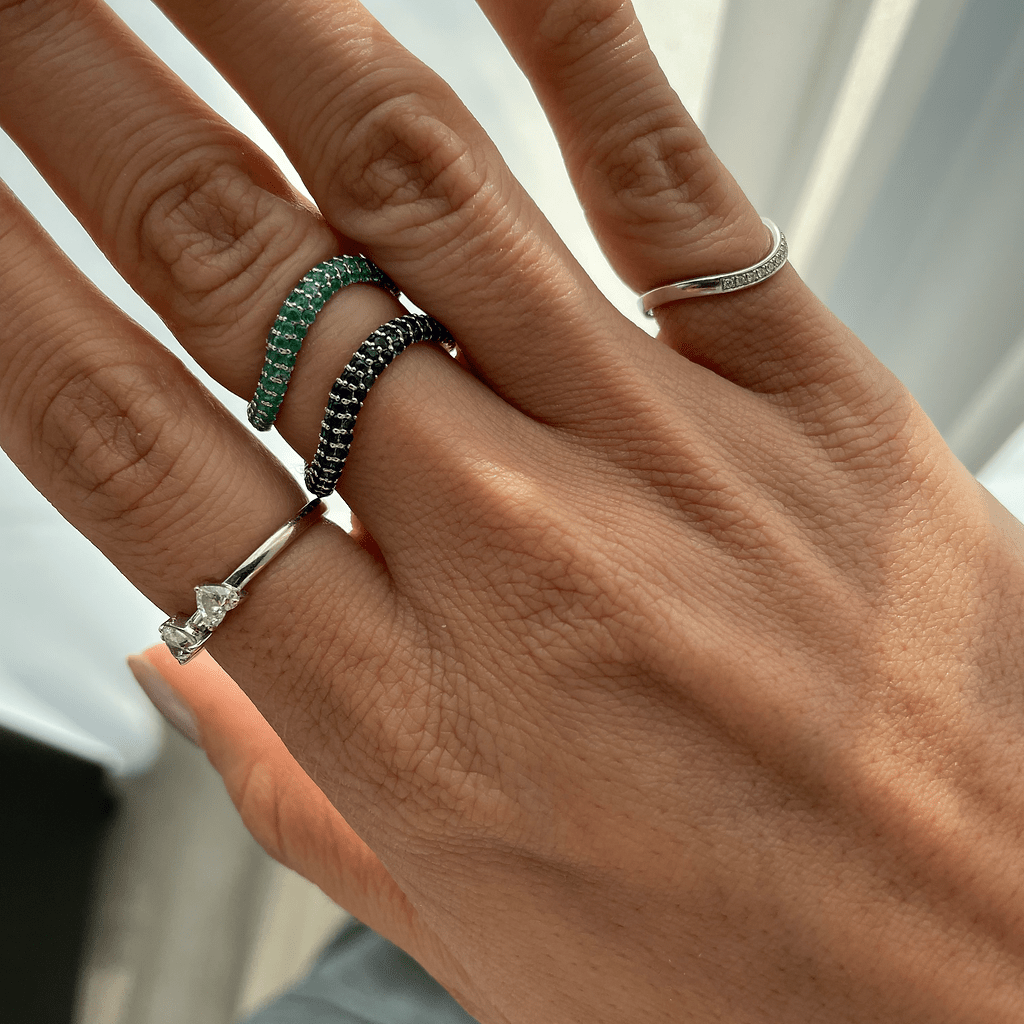 Two Way Bold Infinity Ring - White & Light Pink - HIBA JABER