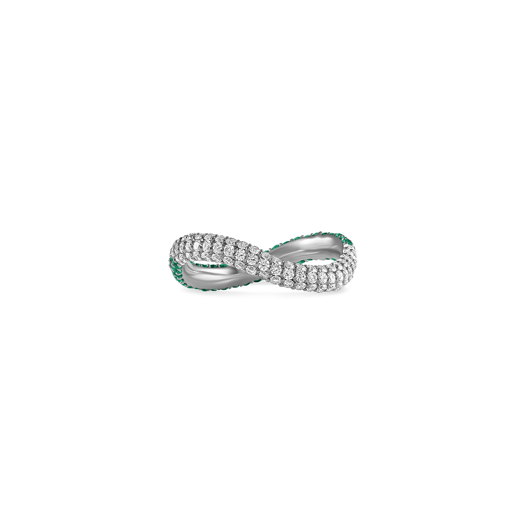 Two Way Bold Infinity Ring - White & Light Pink - HIBA JABER