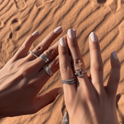 Two Way Bold Infinity Ring - White & Light Pink - HIBA JABER