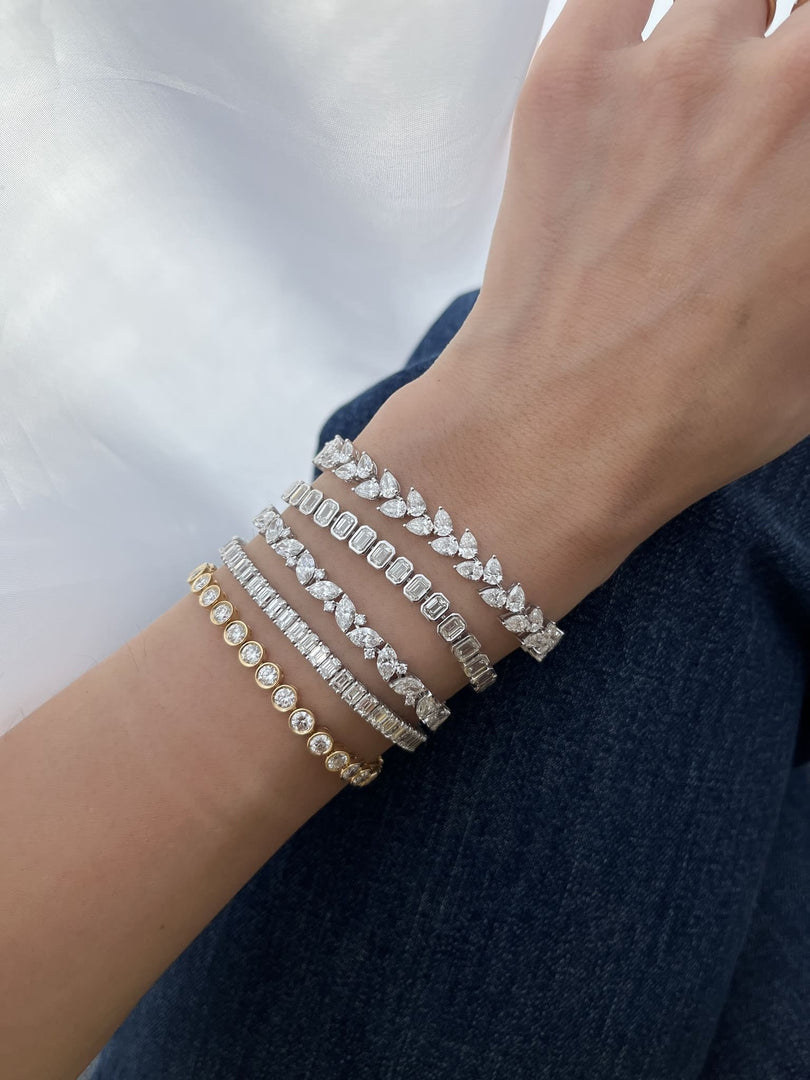 Two Way Diamond Pear Tennis Bracelet 0.24ct Each - HIBA JABER
