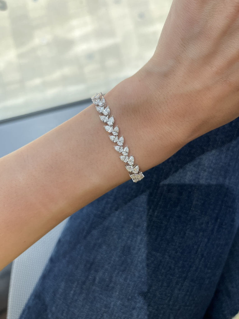 Two Way Diamond Pear Tennis Bracelet 0.24ct Each - HIBA JABER