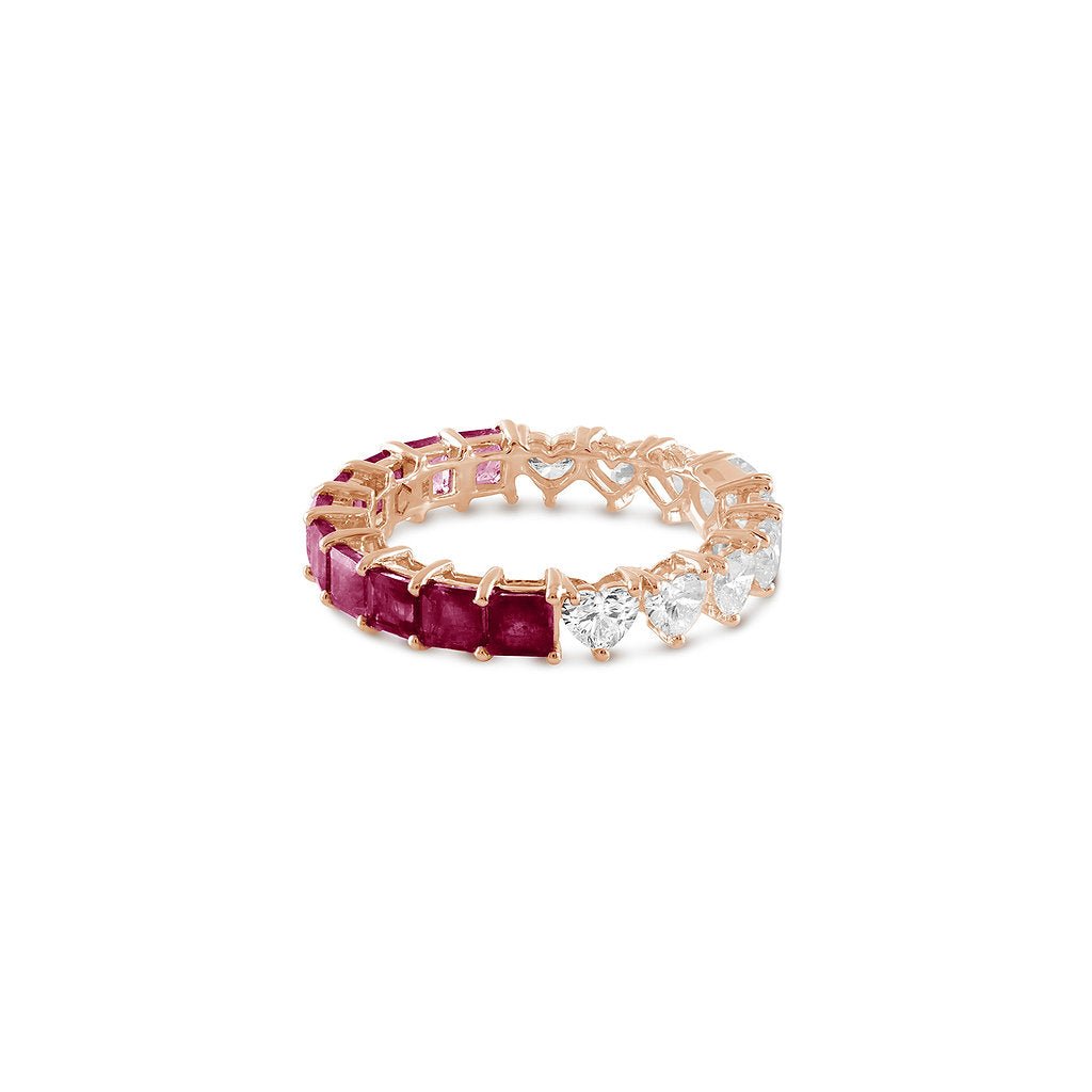 Two - way Eternity Ring - Hearts and Rubies - HIBA JABER