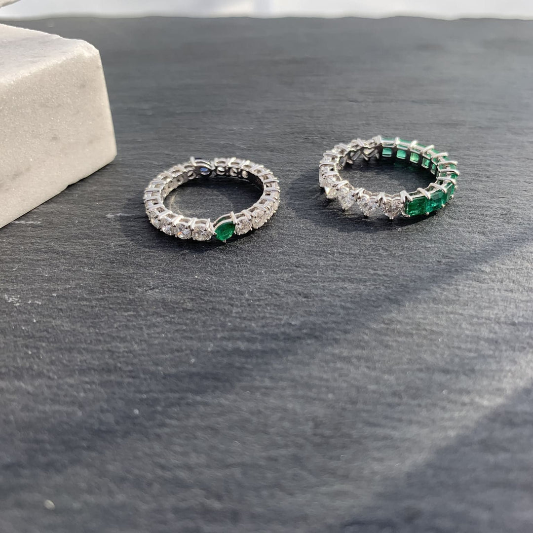 Two Way Eternity Ring - Hearts & Emeralds - HIBA JABER