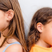 White Enamel Mini Infinity Hoops - HIBA JABER