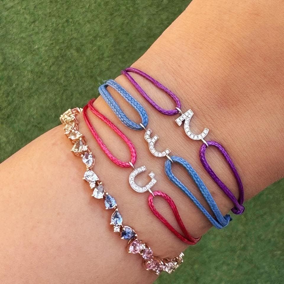 Zigzag Multi Colored Sapphire Pears with Diamond Droplets Bracelet - HIBA JABER