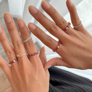 Zigzag Pear Red Rubies Droplet Ring - HIBA JABER