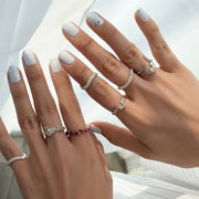 Zigzag Pear Red Rubies Droplet Ring - HIBA JABER