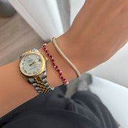 Zigzag Red Ruby Pears with Diamond Droplets Bracelet - HIBA JABER