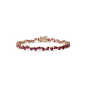 Zigzag Red Ruby Pears with Diamond Droplets Bracelet - HIBA JABER
